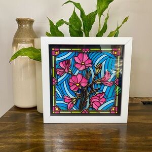 3D Stained Glass Sweetpea Shadowbox